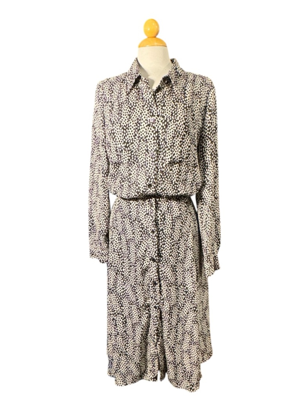 Who What Wear Black and White Printed Midi Shirt Dress
